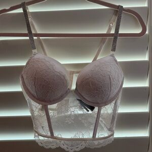 Victorias Secret Corset Push Up Bra with Rhinestone straps